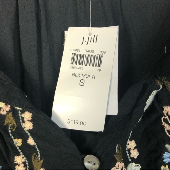 J. Jill Black Floral Embroidered Long Sleeve Button Down S - Picture 5 of 5